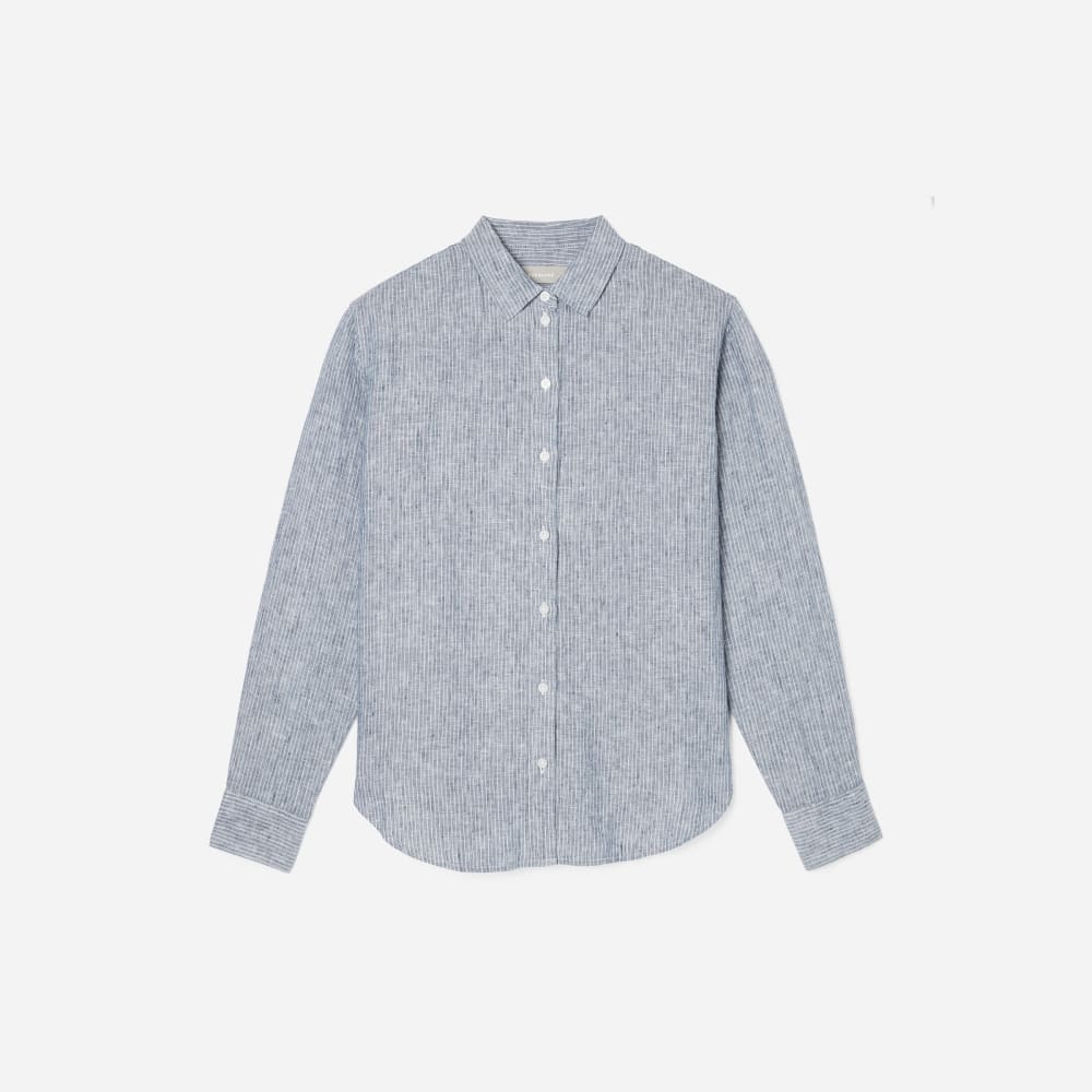 The Must-Have Shirt in Linen | Blue Pinstripe
