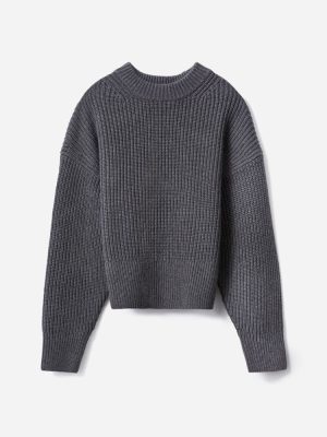 The Texture Cotton Crew | Heathered Charcoal Contrast Trim