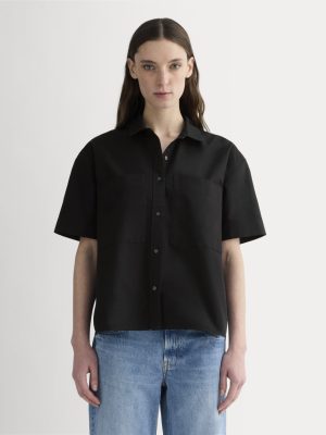 The Short-Sleeve Boxy Oxford | Black
