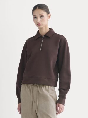 Luxe Fleece Zip Polo | Dark Chocolate