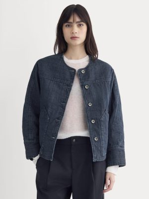 Denim Quilted Barrel Jacket | Midnight