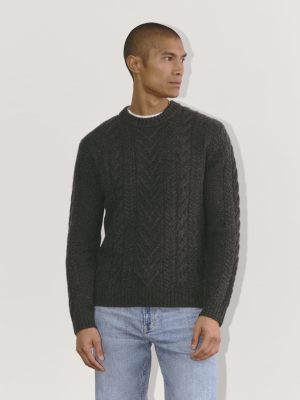 The Felted Merino Cable-Knit Crew | Charcoal