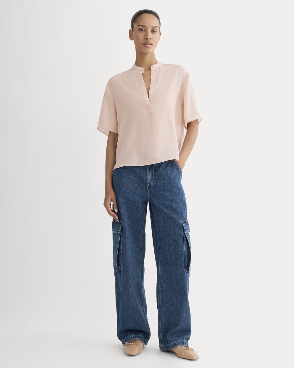 The Popover Top in Washable Silk | Soft Rose - Image 3