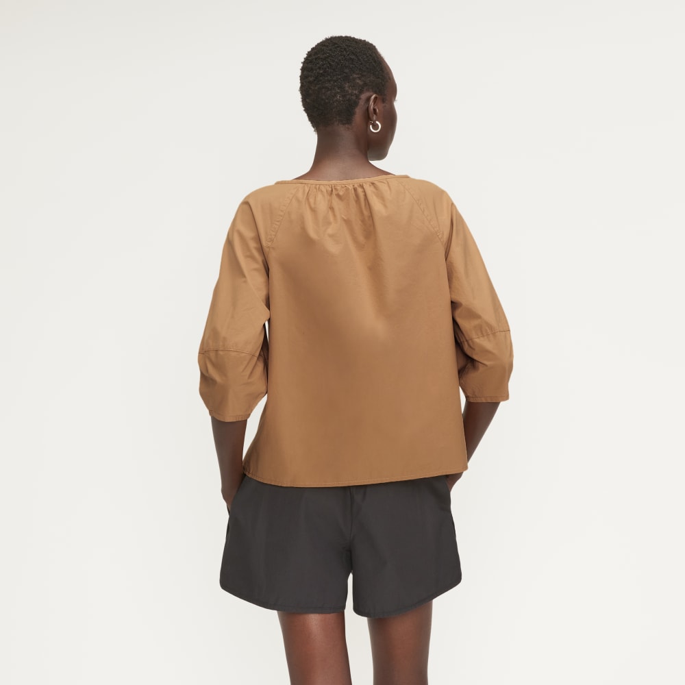 The Poplin Scoop-Neck Top | Caramel - Image 3