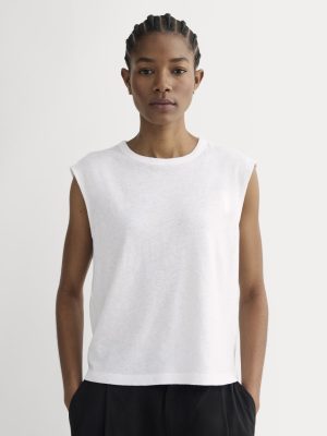 The Muscle Tee in Cotton Linen | White