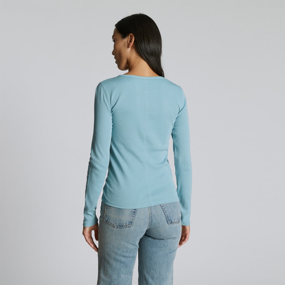 The Luxe Rib Long-Sleeve Crew | Blue Shadow - Image 3