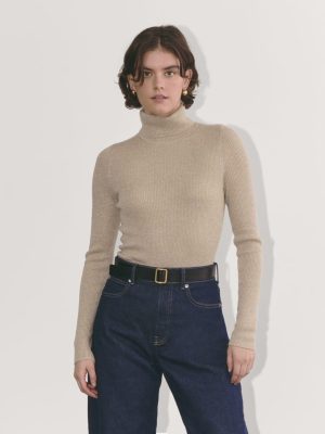 The Turtleneck in Lurex Merino | Gold