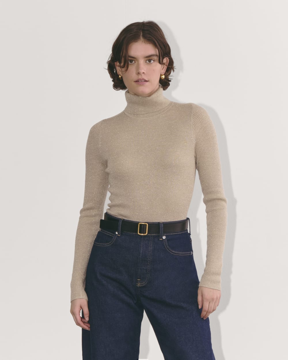 The Turtleneck in Lurex Merino | Gold
