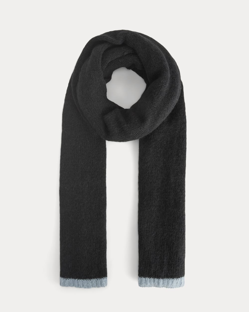 Plush Alpaca Scarf | Black/ Skyway