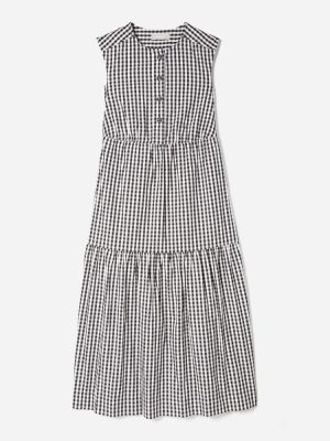 The Tiered Midi Dress | Black Gingham