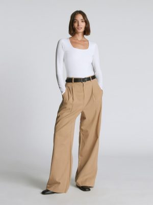 The Long-Sleeve Supima® Square-Neck Bodysuit | White | Bikini