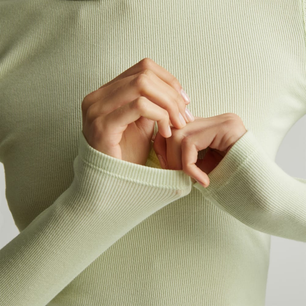 The Pima Micro-Rib Long-Sleeve Crew | Seafoam Green - Image 3