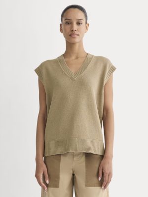 The Boxy Vest in Everyday Cotton | Dark Heathered Camel