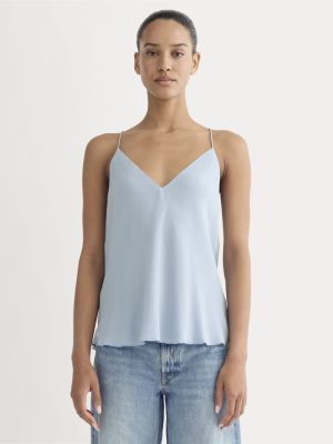 The Tie Back Cami in Washable Silk | Soft Blue