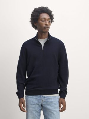 The Quarter-Zip in Cashmere | Navy