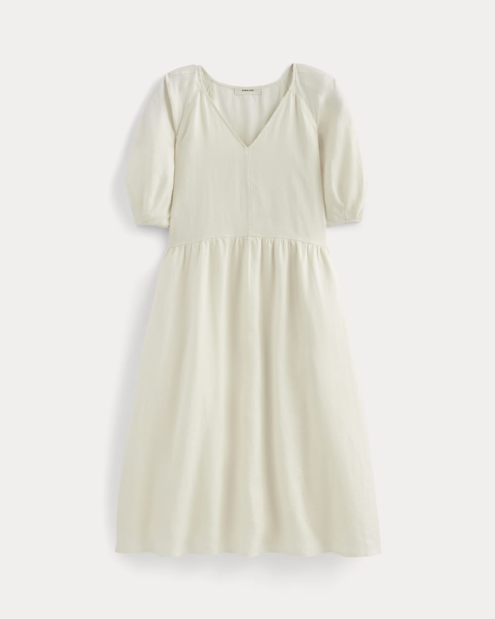 The Linen Oversized Puff-Sleeve Dress | Bone - Image 2