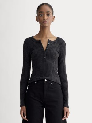 The Cozy Rib Henley | Black