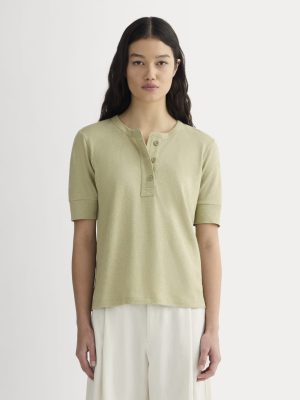 The Henley in Cotton Linen | Eucalyptus