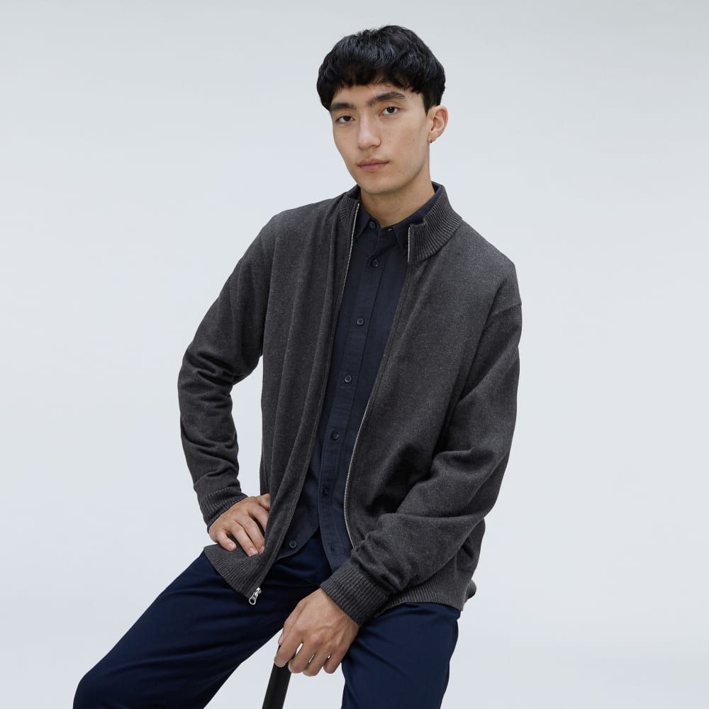 The No-Sweat Full Zip Sweater | Heather Ash - Image 4