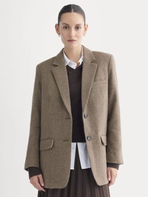 The Oversized Blazer in Wool | Brown Houndstooth