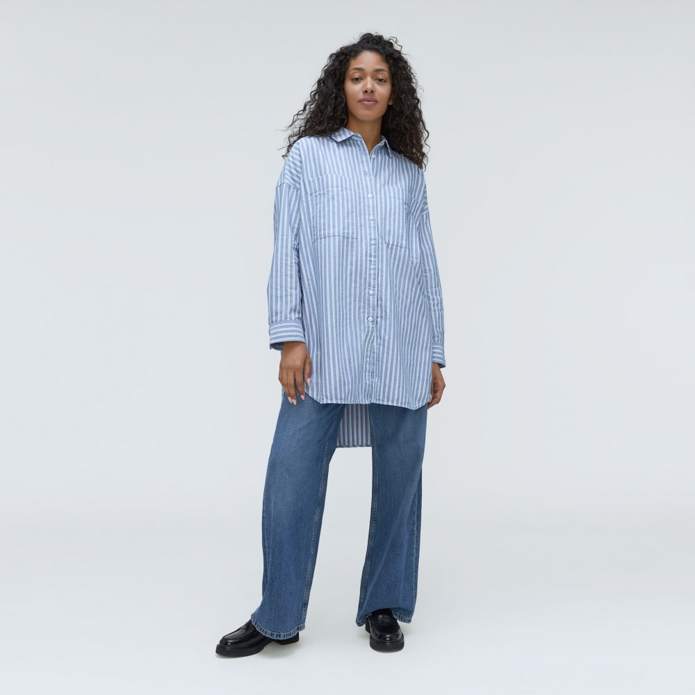 The Way Long Oxford Shirt | Lapis Blue / Bright Jade / Optic White - Image 5