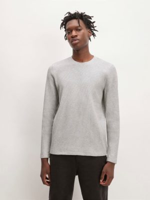 The Waffle Long-Sleeve Crew | Light Grey Donegal