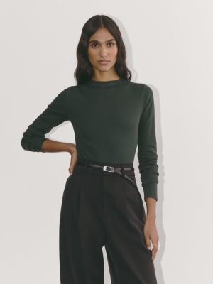 The Luxe Rib Funnel-Neck Tee | Scarab