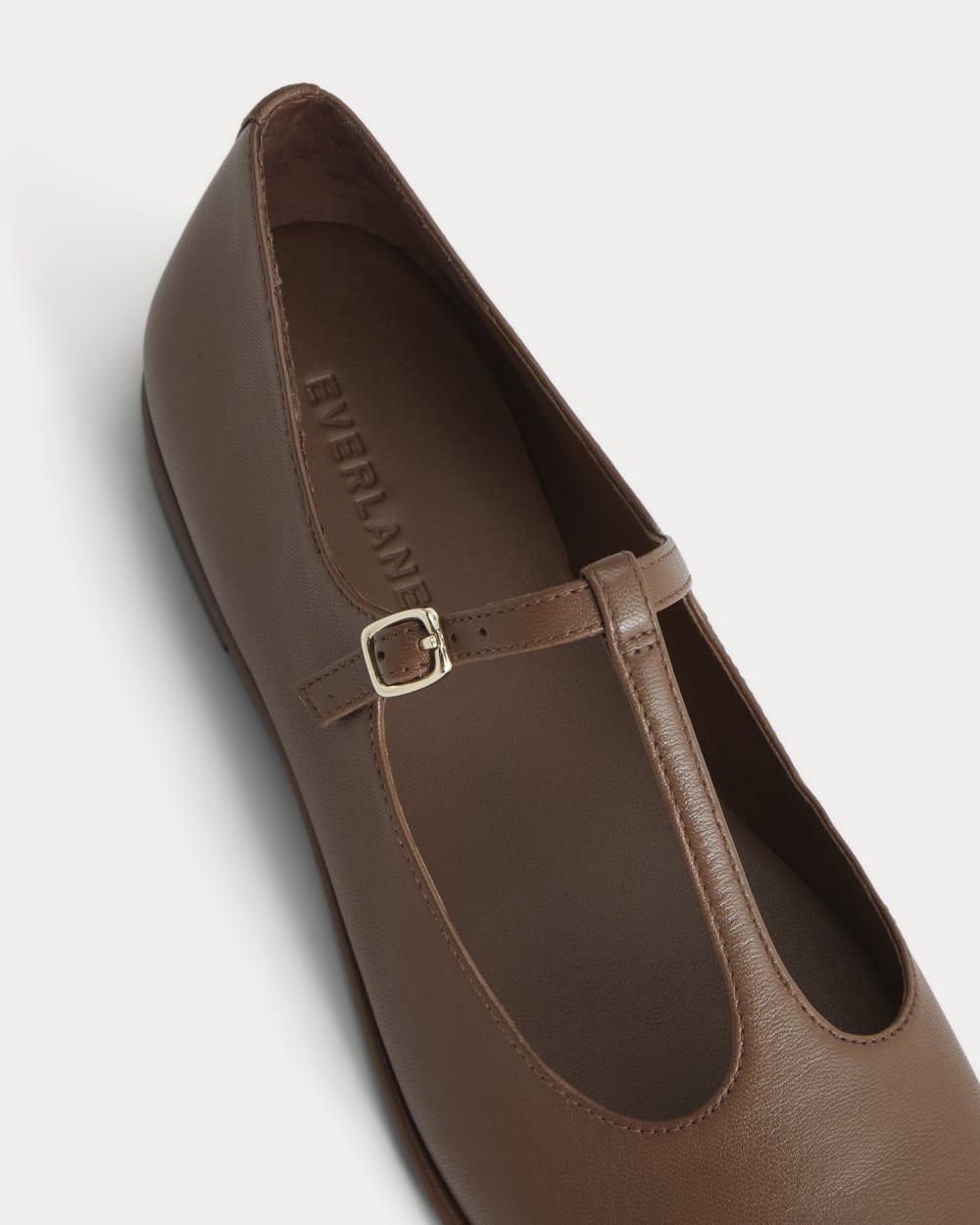 The Leather T-Strap Flat | Rum - Image 7