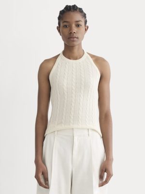 The Cable Halter in Cotton Cashmere | Birch