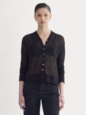 The Air Alpaca ??High V Cardigan | Black