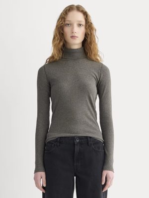 The Luxe Rib Turtleneck | Washed Heathered Fatigue