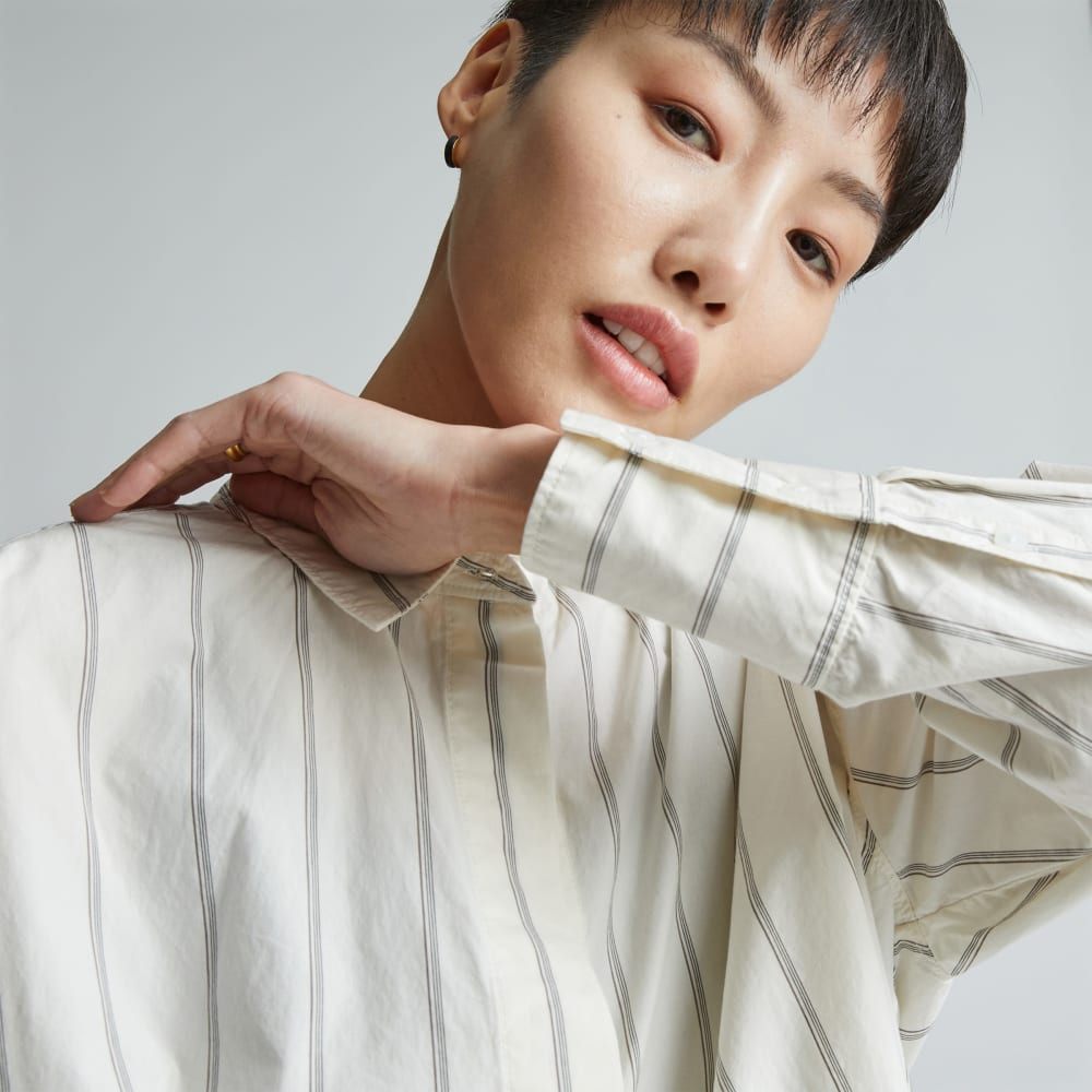 The Oversized Poplin Shirt | Black / Canvas Tan - Image 4