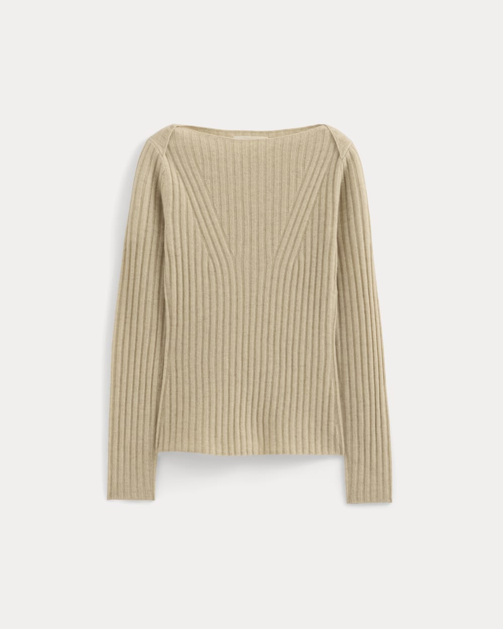 Cashmere Ribbed Boat-Neck Sweater | Heather Light Camel - Image 2