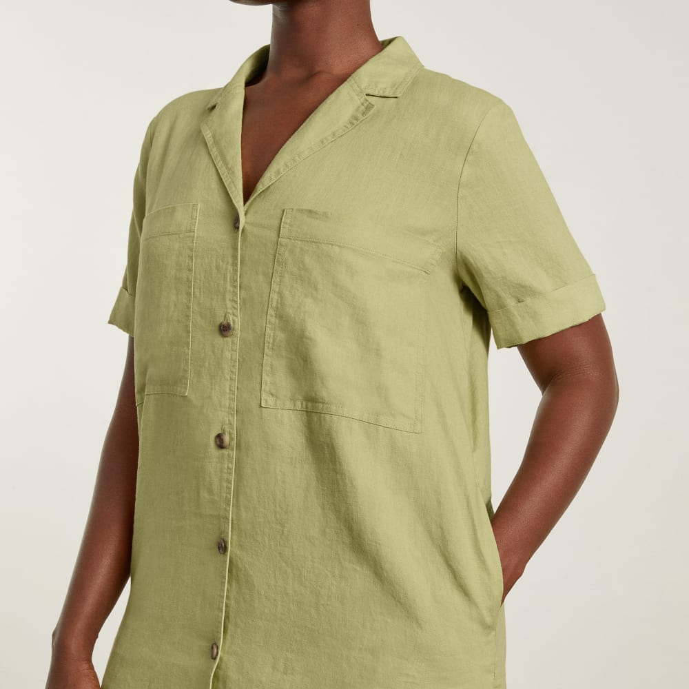 The Linen Workwear Dress | Leek - Image 4