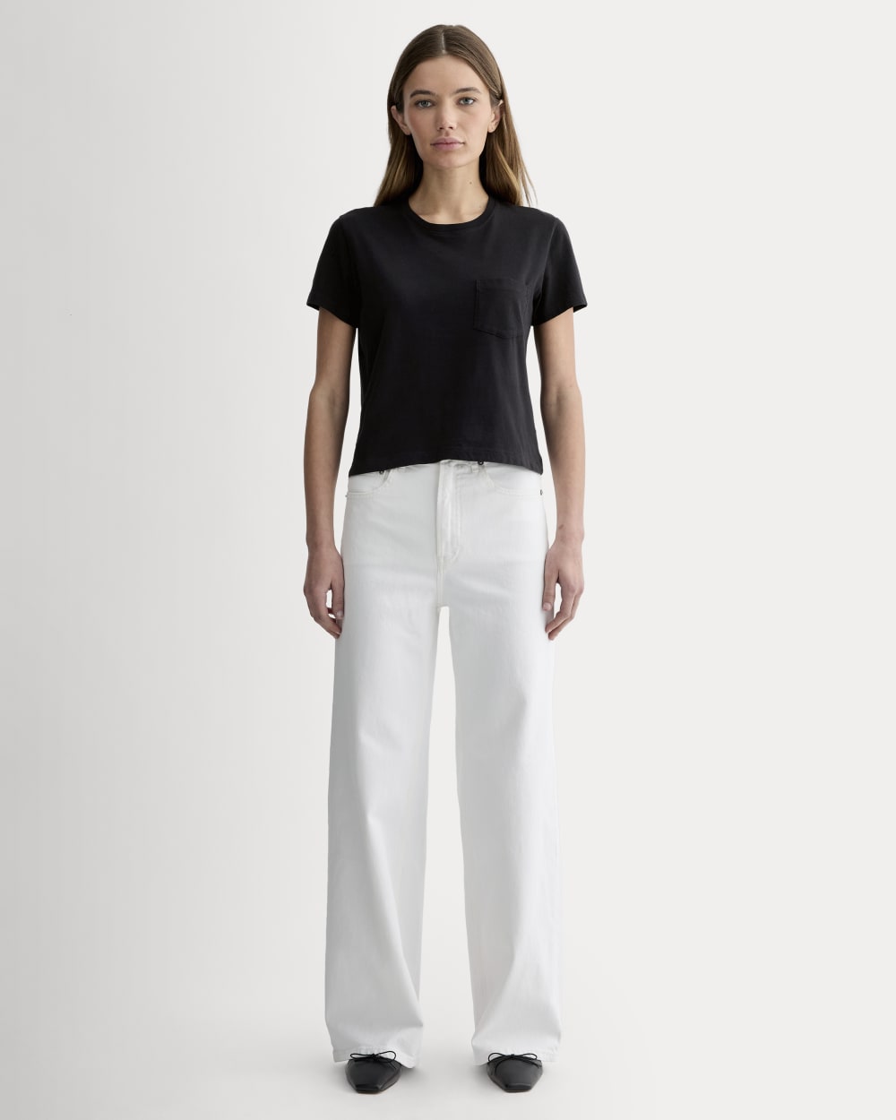 The Box-Cut Tee in Essential Cotton | Black | Pocket - Image 3