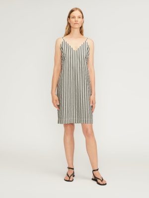 The Poplin Slip Dress | Bone / Black