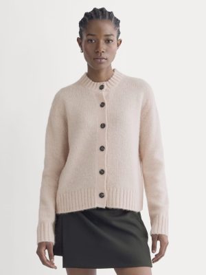 The Crew Cardigan in Alpaca | Soft Rose