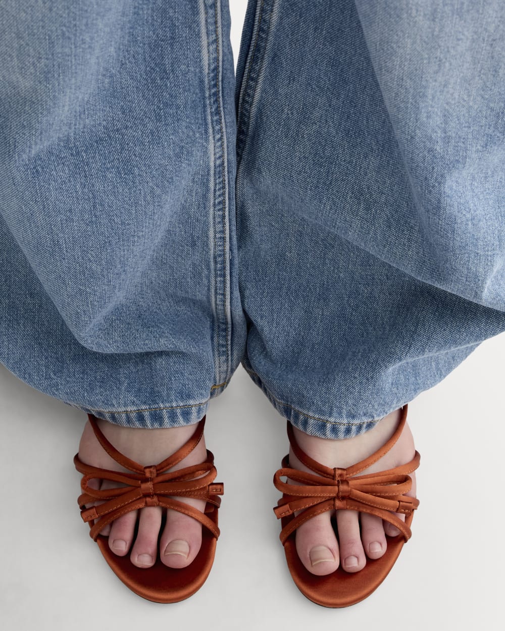 The Bow Sandal | Deep Amber Satin - Image 4