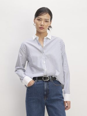 The Must-Have Shirt in Silky Cotton |  Mariner Blue / White Stripe