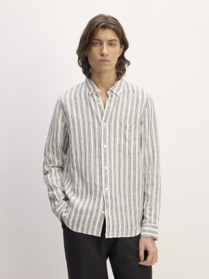 The Classic Shirt in Linen | Bone / Black