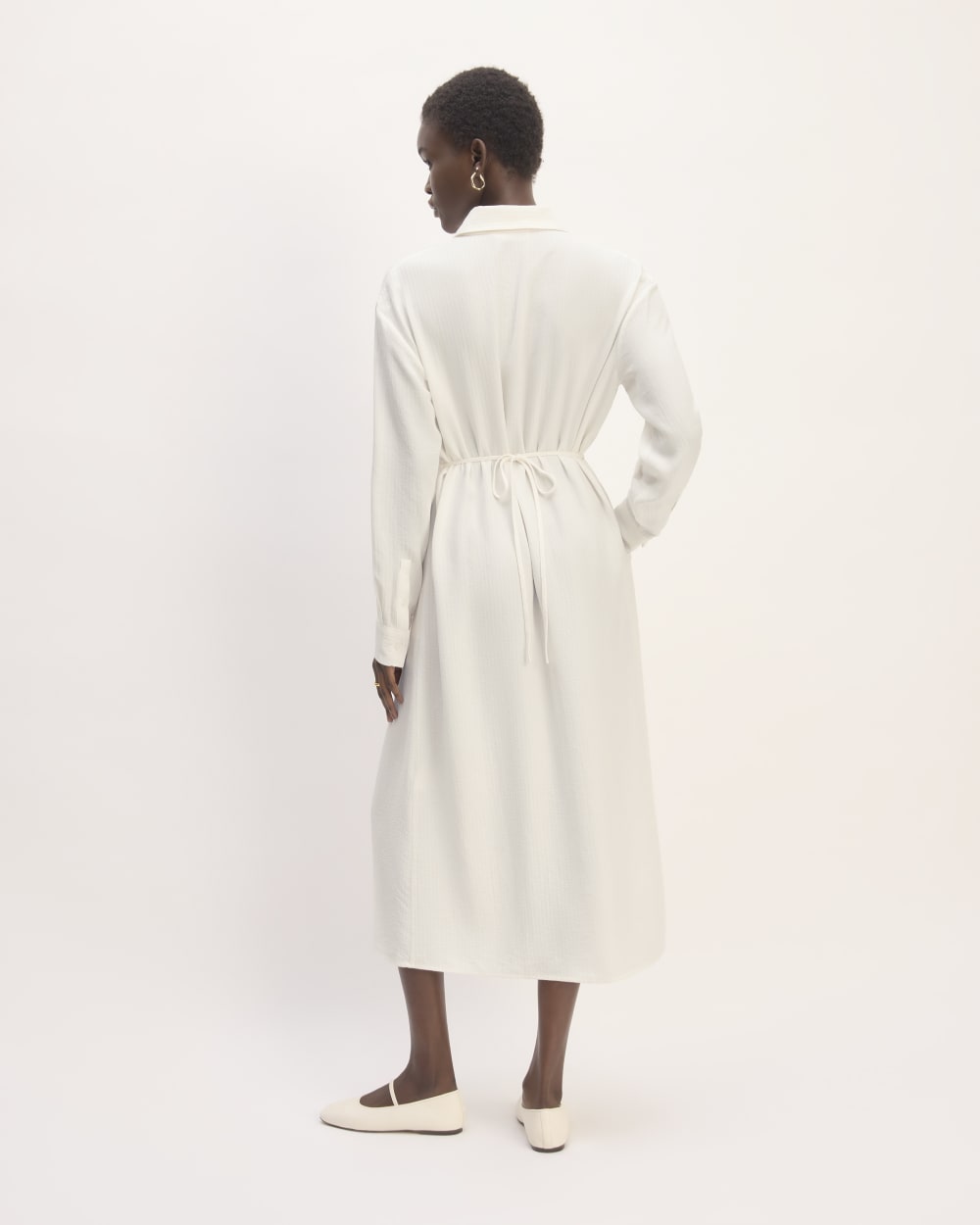 The Mini Jacquard Stripe Shirt Dress | Bone - Image 6