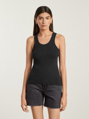 The Pima Micro-Rib U-neck Tank | Black