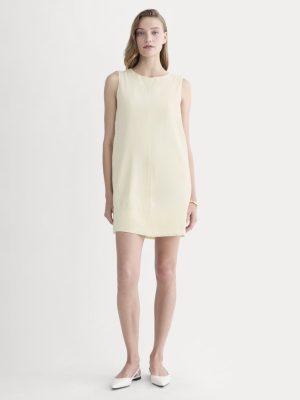 The Shift Dress in Stretch Linen | Light Yellow