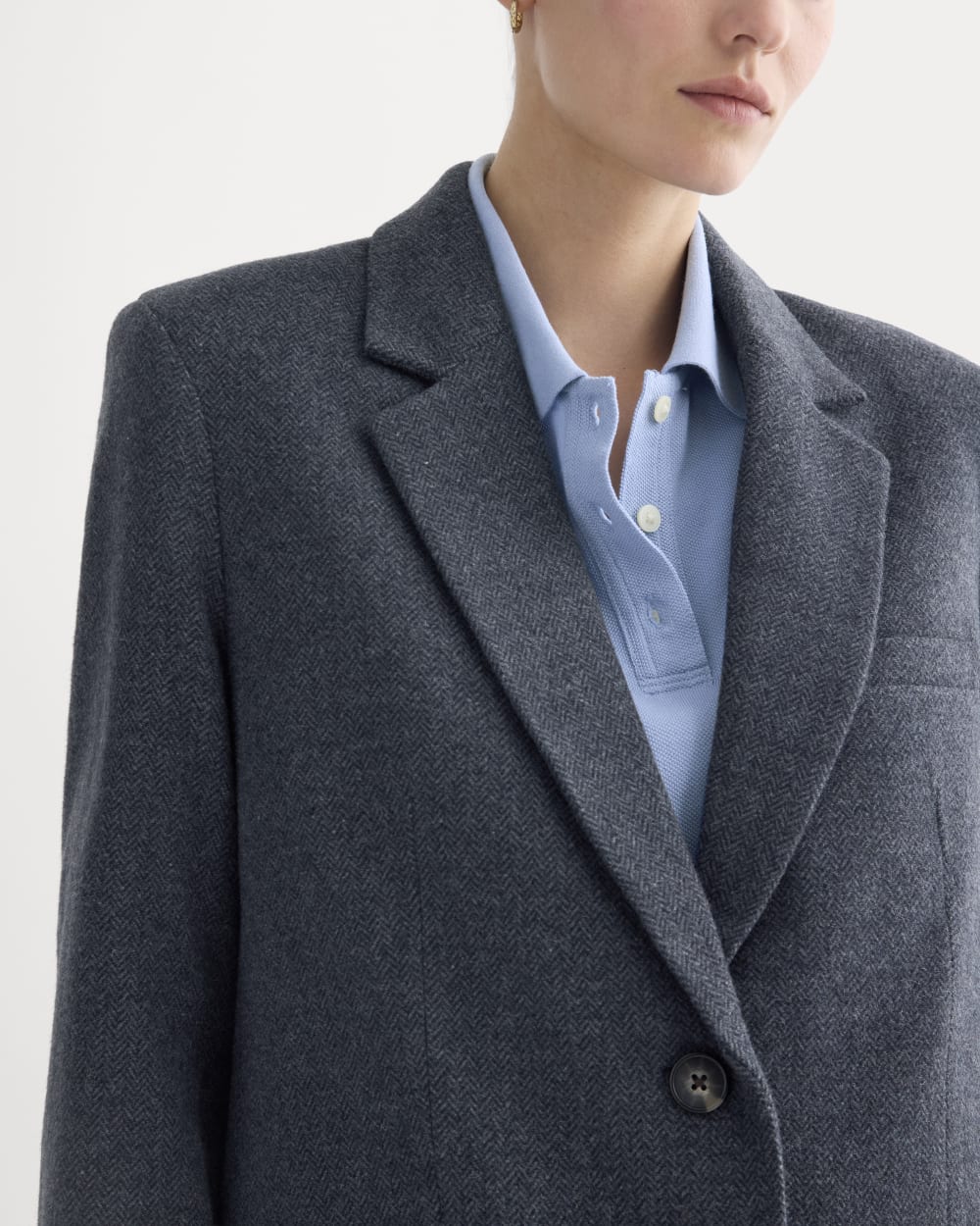 The Oversized Blazer in Wool | Navy Herringbone - Image 4