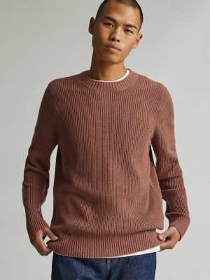 The No-Sweat Ribbed Crew | Carob Brown