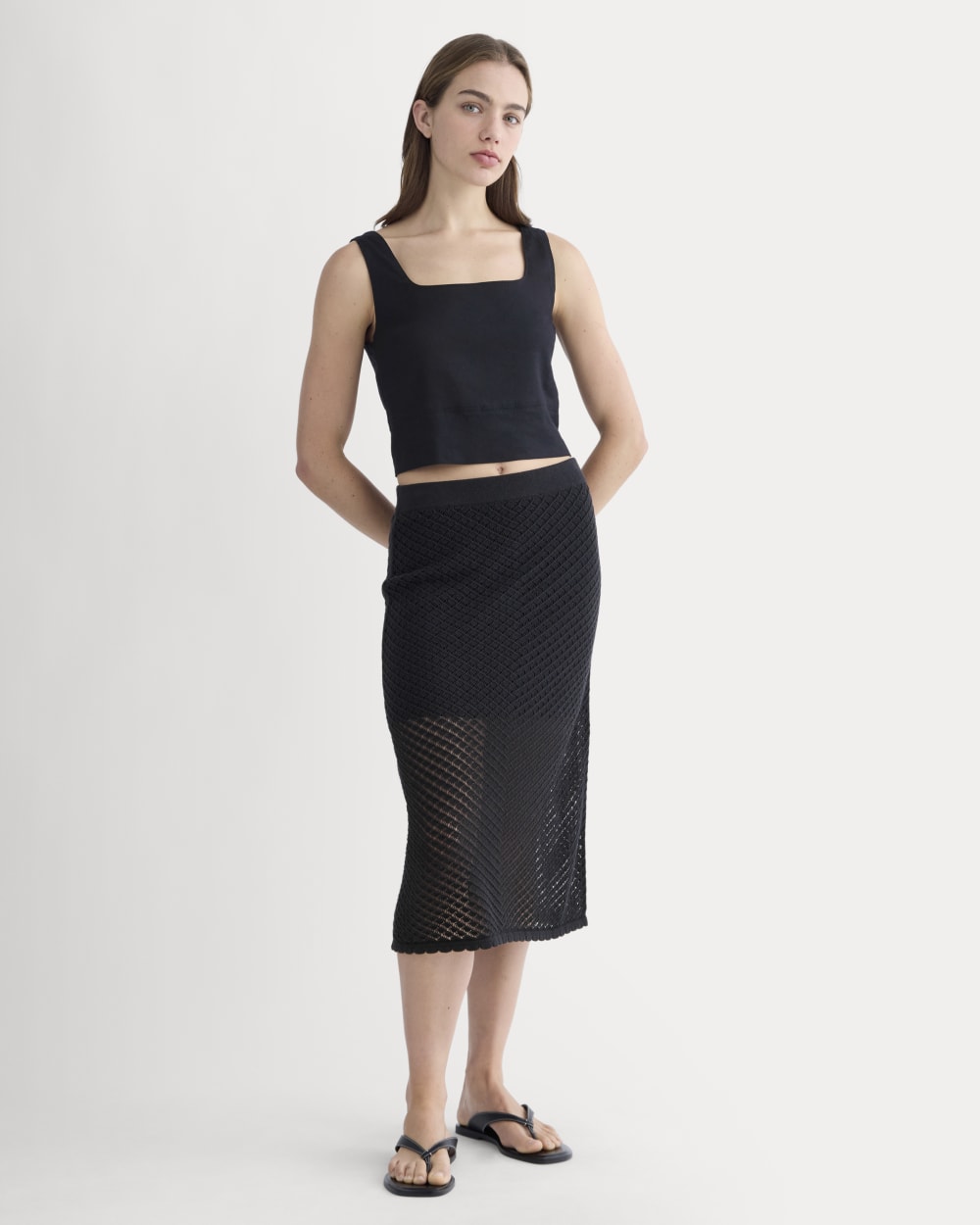 The Square Tank in Stretch Linen | Black - Image 4