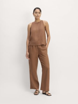 The Linen Easy Pant | Carob Brown
