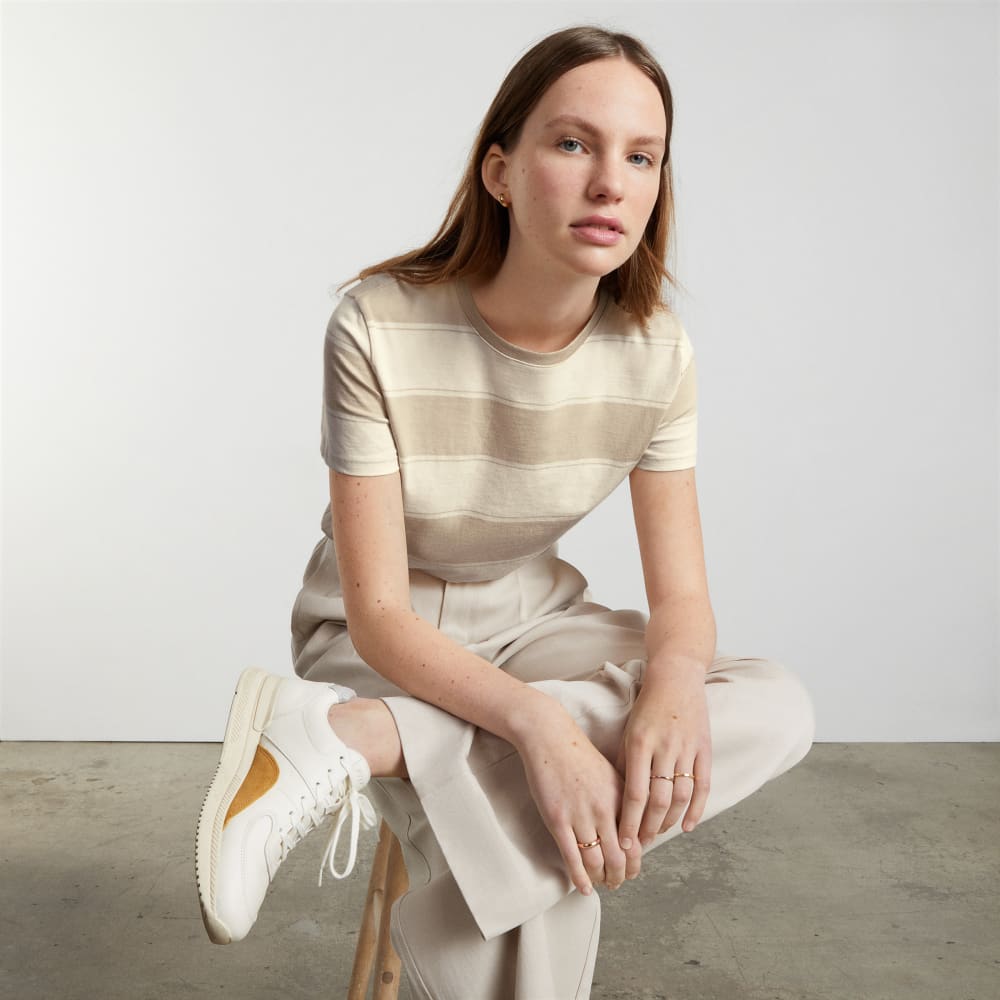 The Box-Cut Tee in Essential Cotton | Pale Khaki / Canvas Tan | No Pocket - Image 6