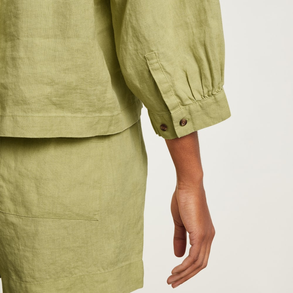 The Linen Billow Blouse | Leek - Image 5