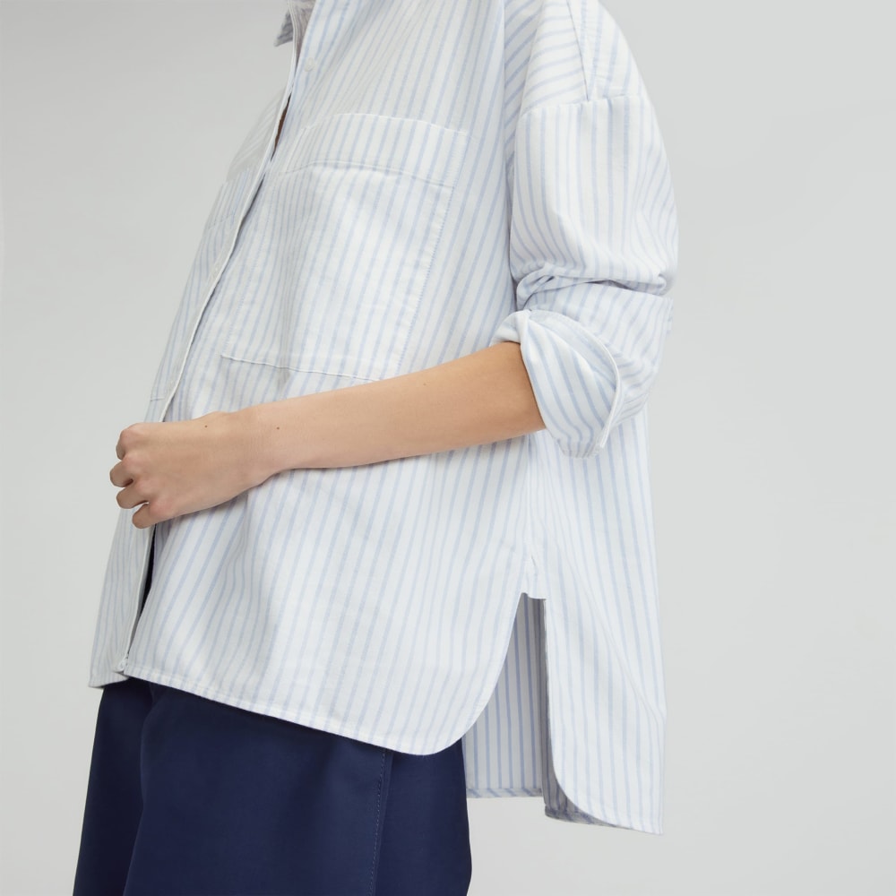 The Boxy Oxford | White / Periwinkle Mini Stripe - Image 5